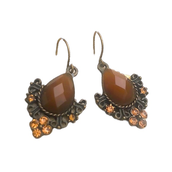 LIZ CLAIBORNE VIntage Brown Stone Earrings and Bracelet Set - Picture 3 of 9